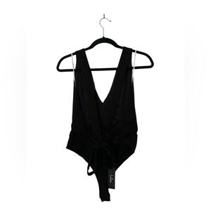 Lulus Black Deep-V Tie-Front Bodysuit (NWT)